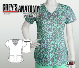Grey's Anatomy Zola Women's 2 Pkt V-Neck Print Scrub Top
