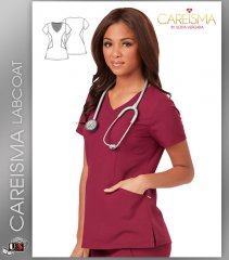 Careisma Women's Solid Short Sleeve V-Neck Top