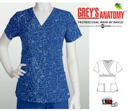 Grey' s Anatomy Athena 3 Pocket Mock Wrap Scrub Top - New Royal