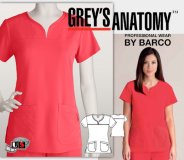 Grey's Anatomy Signature Spandex 4-WAY Stretch 2 Pkt Soft V-Neck