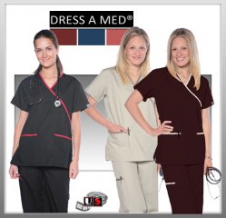 Dress A Med Solid Premium Scrub Nursing Mock Wrap Top Set