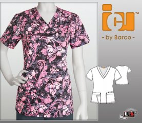 ICU Barco Simone Printed Top 4 Pocket V-Neck