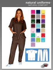 Natural Uniforms Two Piece Scrub Suit - Chocolate