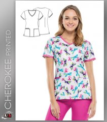 Cherokee Printed Flying Hearts Modern Classic Fit
