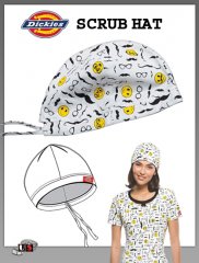 Dickies Printed Stache Me If You Can Bouffant Scrub Hat