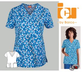 ICU Barco Uniforms Beach Ball Women's Detail V-Neck Print Top