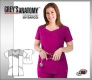 Grey's Anatomy Women's 2 Pocket Square Mock Wrap Top
