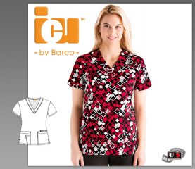 ICU Barco Uniforms Angelene Women's Detail V-Neck Print Top