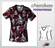 Cherokee Tooniforms V-Neck Knit Panel Top Before the Date