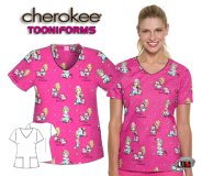 Cherokee Tooniforms Purr-fect Friendship V-Neck Top
