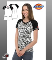 Dickies Printed Spotted Around Round Neck Top
