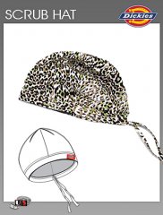 Dickies Printed Textured Cheeta Olive Bouffant Scrub Hat