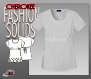 Cherokee Fashion Solids Round Neck Embroidered Top in White