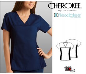 Cherokee Solid Flexibles Tunic V-Neck Top - Solid Navy