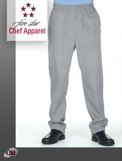 18100-HOUNDSTOOTH Five Star Pull-On Chef Pant - Click Image to Close