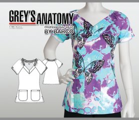 Greys Anatomy Sanctuary 3 Pcket Raglan V-Neck Printed Top - SNY