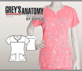 Greys Anatomy Arclux w/4Way Stretch 2 Pckt Noch Nck -Flamingo