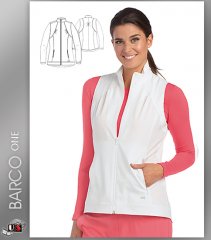 Barco One Zip Front Hi-Low Solid Scrub Vest White