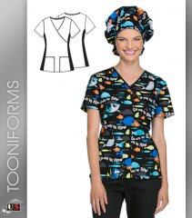 Cherokee Tooniforms Go with the Flow V-Neck Top