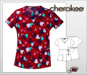 Cherokee Printed A heart Days Night Round Neck Top