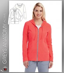 Greys Anatomy Active 3 Pocket Zip Front Hoodie Jacket