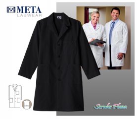 Meta Labwear Unisex 40" Labcoat - Black