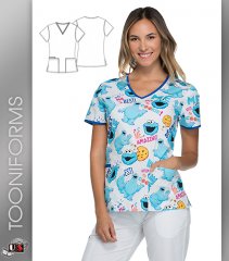 Cherokee Tooniforms Born to Be Grouchy Women's V-Neck Top