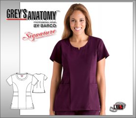 Grey's Anatomy Signature Series Women's 2 Pkt Rounded Notch Neck