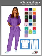 Natural Uniforms Two Piece Scrub Suit - Purple [BP101-PURPLE] - $11.99 ...