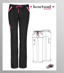 HeartSoul Breast Cancer Low-Rise Drawstring Cargo Pant - Black