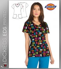 Dickies EDS Owl In A Row Women's V-Neck Top