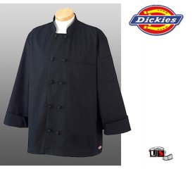 Dickies Chef Economy Chef Coat with Knot Buttons - Black