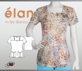 Barco Elan Printd Top Josephine 2 Tulip Pckt Notched Square Neck