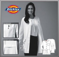 Dickies 32 Womens Missy Fit Jewel Neck Warm-Up Lab Coat