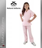 Natural Uniforms Childrens Unisex Solid Scrubs Set - Pink