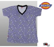 Dickies Stretch Knit Jersey V-Neck Top - Abstract Blue