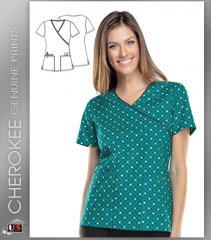 Cherokee Genuine Dots For Sure Teal Mock Wrap Top
