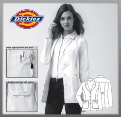Dickies 28 Womens Missy Fit Fashion Notched Collar Lab Coat