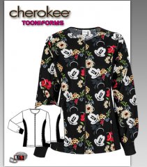 Cherokee Tooniforms Disney Floralista Mickey Knit Panel Warm-Up