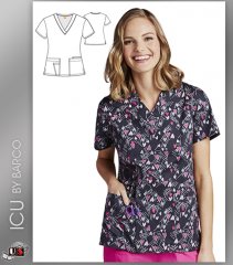 ICU by Barco Uniforms Women's V-Neck Lovehearts Print Scrub Top