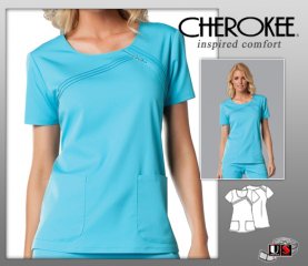 Cherokee Luxe Solid Scoop Neck Scrub Top