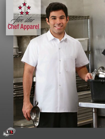 Five Star Chef Uniform Cook Shirt -White - Click Image to Close