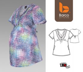 Barco Uniform Maternity Top 2 Side Pkt. Ruffled