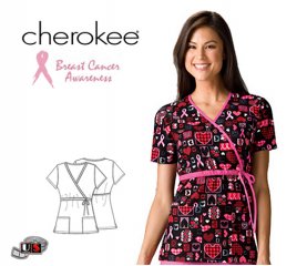 Cherokee Caring For The Cause Printed Mock Wrap Top