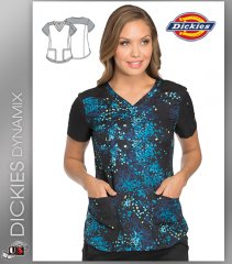 Dickies Dynamix Abstract Print Womens V-Neck Top
