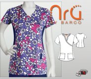 Barco NRG Printed Seville 2 Pocket Fashion V-Neck