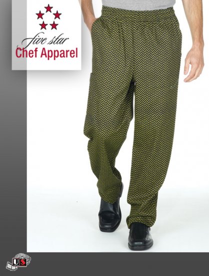 18100-LIME-ZEST Five Star Pull-On Chef Pant - Click Image to Close