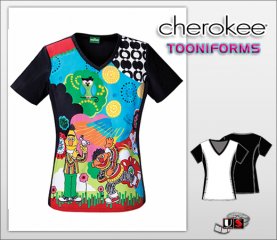 Cherokee Tooniform V-Neck Top A Day In The Park