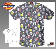 Dickies Printed V-Neck Top in Owl Be Your Friend