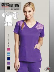 Grey's Anatomy Active Women's 2 Pocket V-Neck Mesh Scrub Top